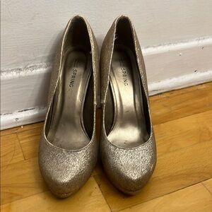 Call It Spring Gold Shimmer Heels *used*